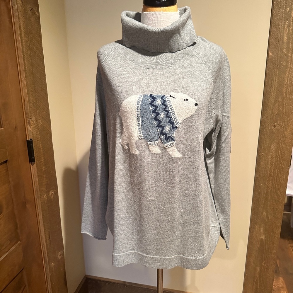 J. Jill Polar Bear Cowl neck pullover sweater- Large